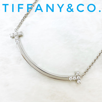 Tiffany & Co T Smile Diamond White Gold Necklace