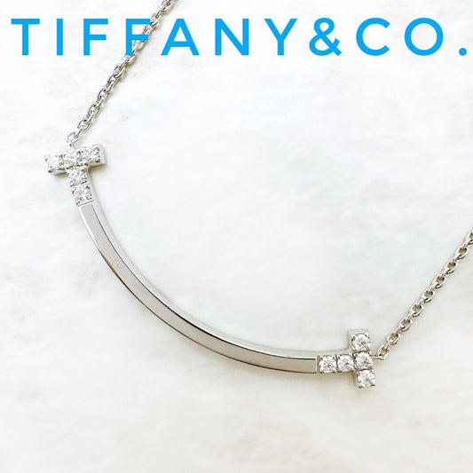 Tiffany & Co T Smile Diamond White Gold Necklace