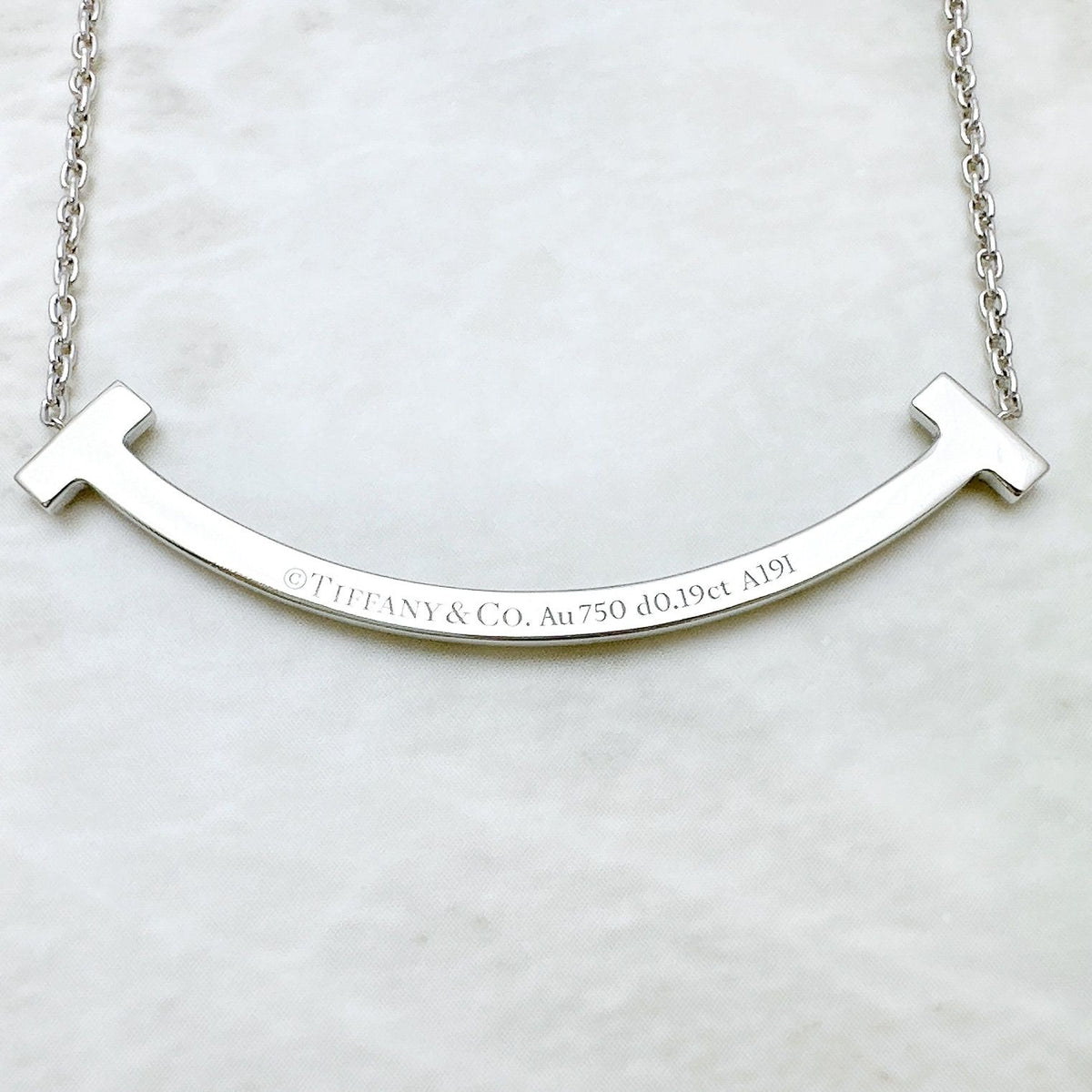 Tiffany & Co T Smile Diamond White Gold Necklace — view 7