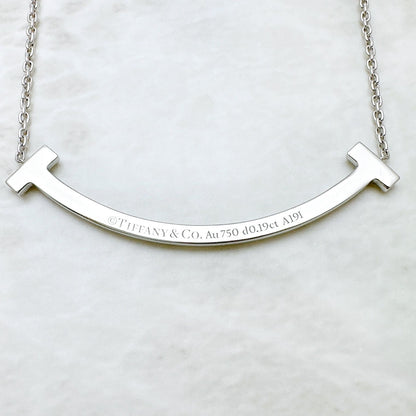 Tiffany & Co T Smile Diamond White Gold Necklace — view 7