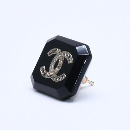Chanel Earrings CC Logo Black Silver — view 3