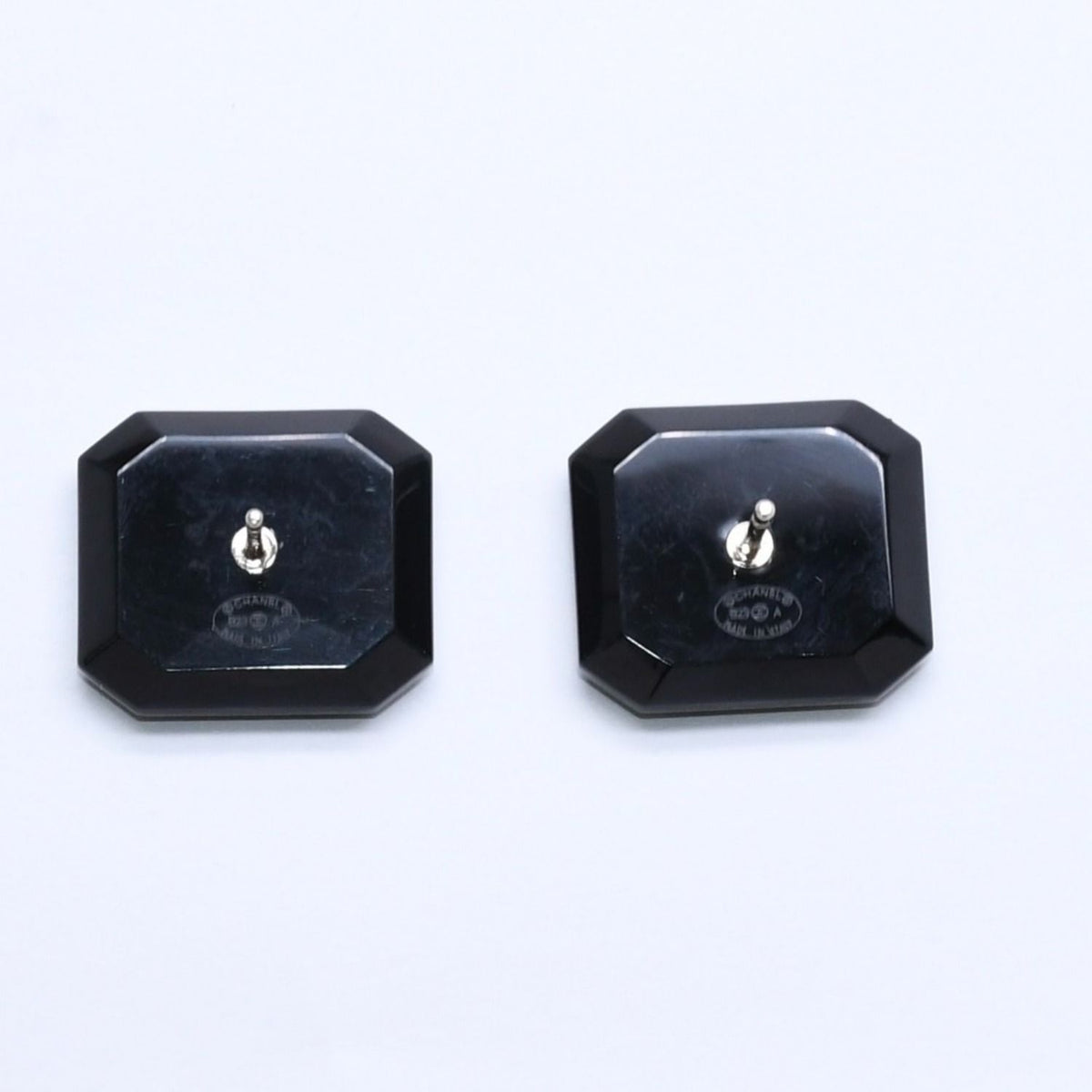 Chanel Earrings CC Logo Black Silver — view 8