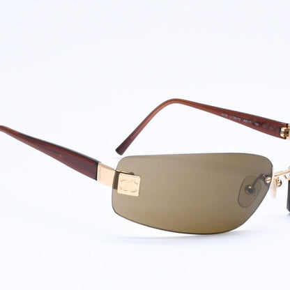 Chanel Rimless Sunglasses Eyewear CC Logo Brown — view 4