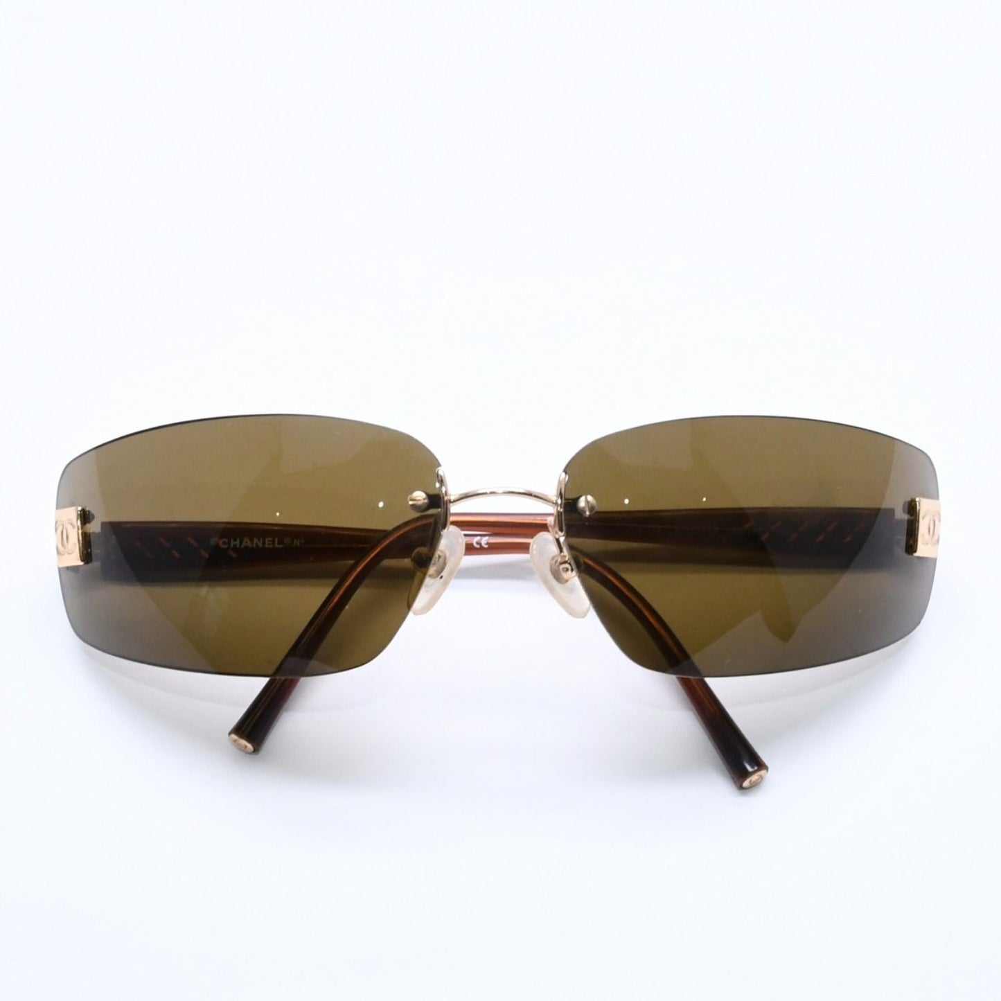 Chanel Rimless Sunglasses Eyewear CC Logo Brown — view 2