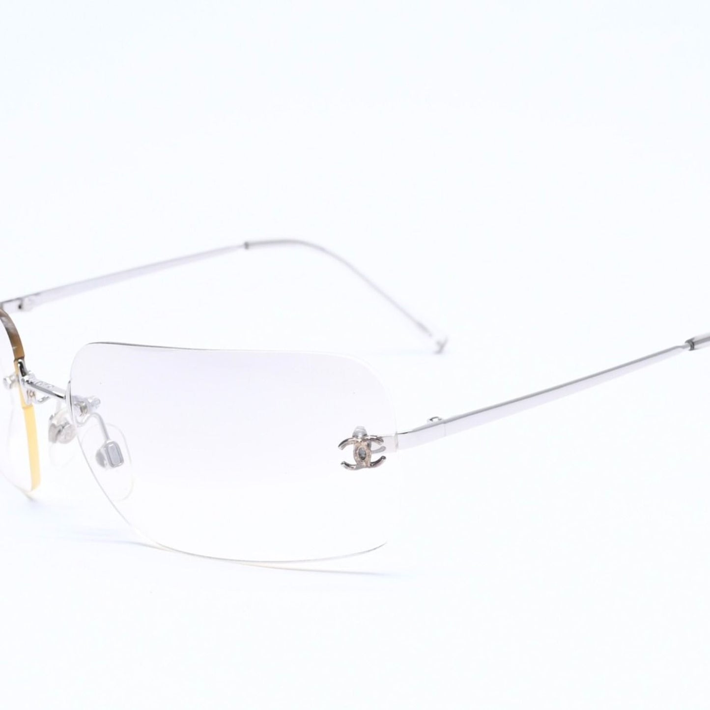 Chanel Rimless Sunglasses CC Logo Gradient Eyewear Silver — view 3