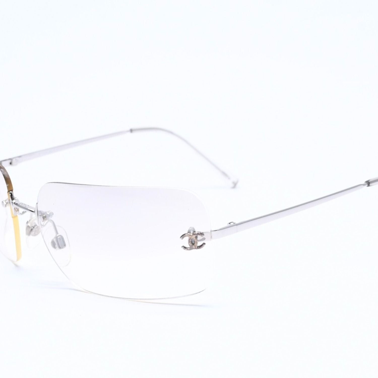 Chanel Rimless Sunglasses CC Logo Gradient Eyewear Silver — view 3