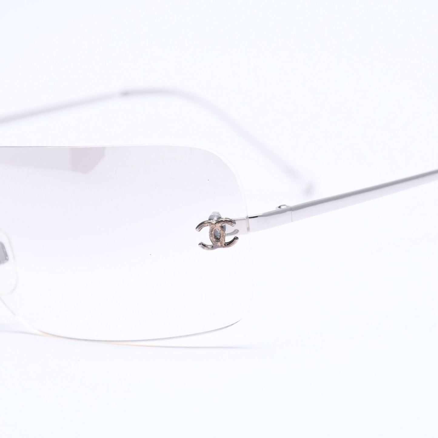 Chanel Rimless Sunglasses CC Logo Gradient Eyewear Silver — view 7