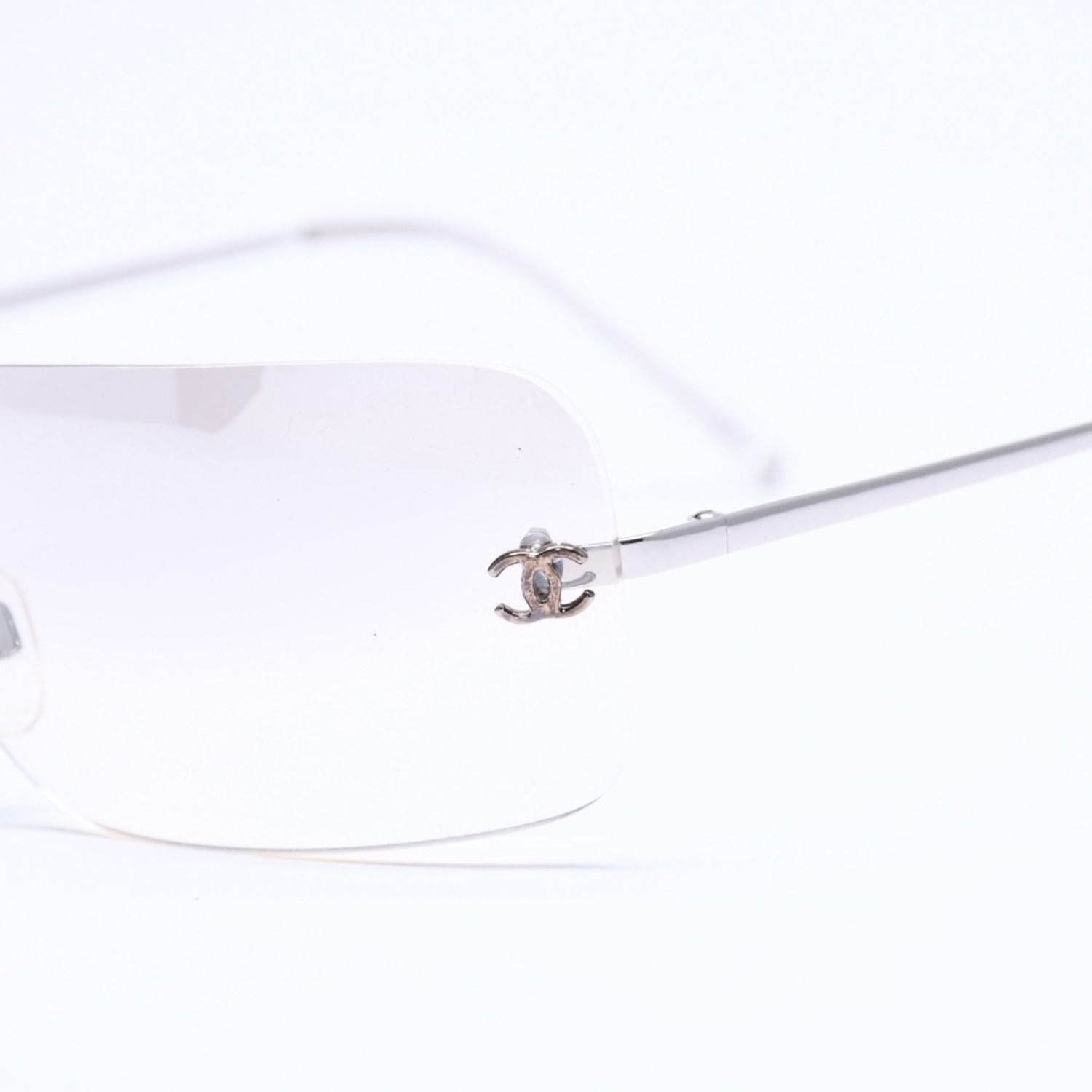 Chanel Rimless Sunglasses CC Logo Gradient Eyewear Silver — view 7