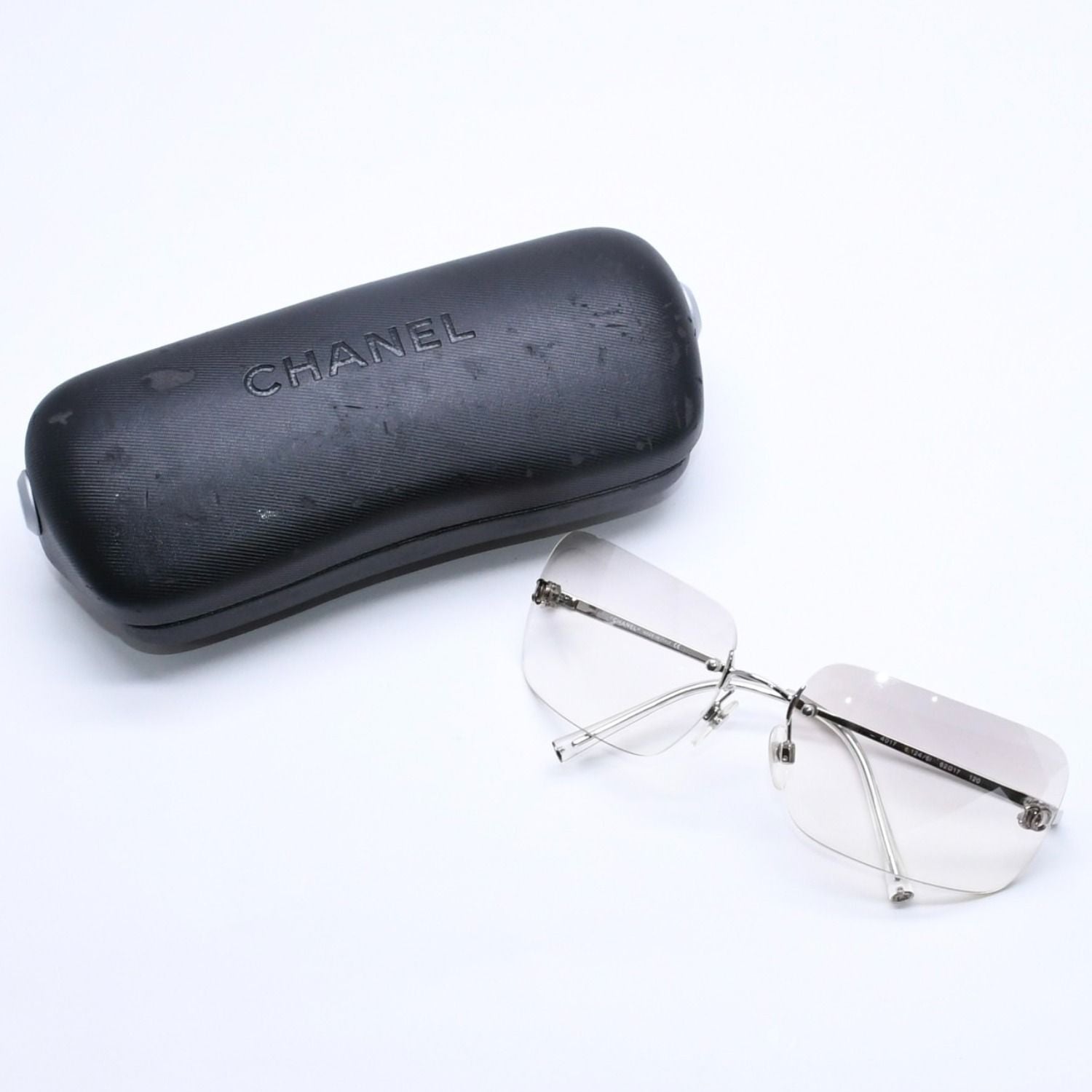 Chanel Rimless Sunglasses CC Logo Gradient Eyewear Silver