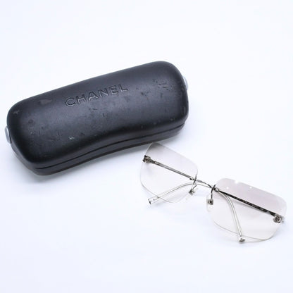 Chanel Rimless Sunglasses CC Logo Gradient Eyewear Silver