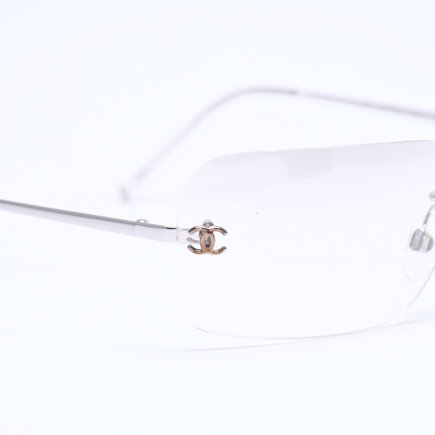 Chanel Rimless Sunglasses CC Logo Gradient Eyewear Silver — view 8