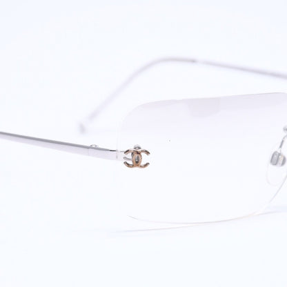 Chanel Rimless Sunglasses CC Logo Gradient Eyewear Silver — view 8
