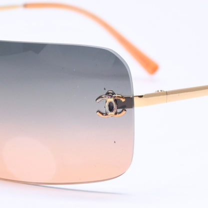 Chanel Rimless Sunglasses Gradation Orange Blue Gold Frame Eyewear — view 8