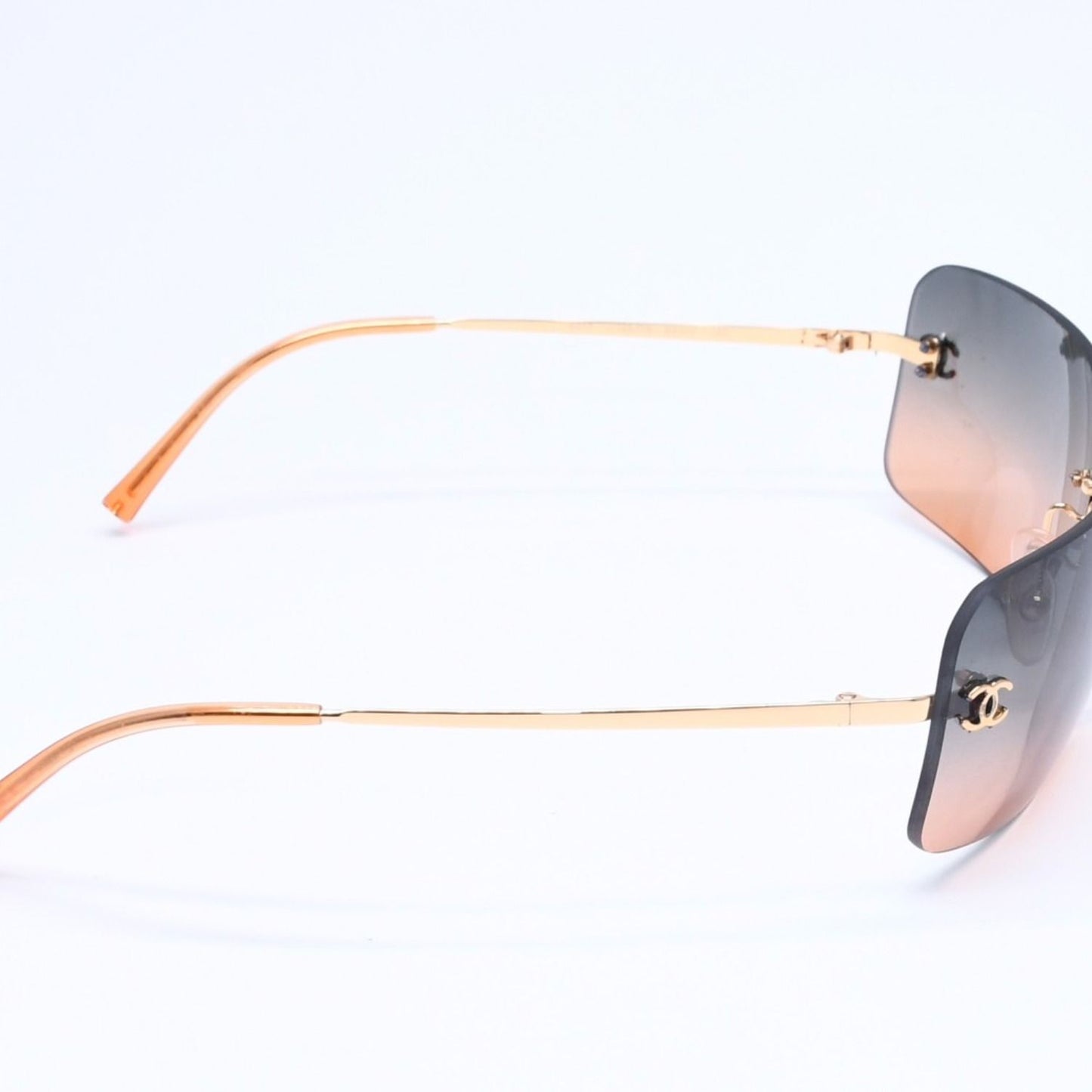 Chanel Rimless Sunglasses Gradation Orange Blue Gold Frame Eyewear — view 5