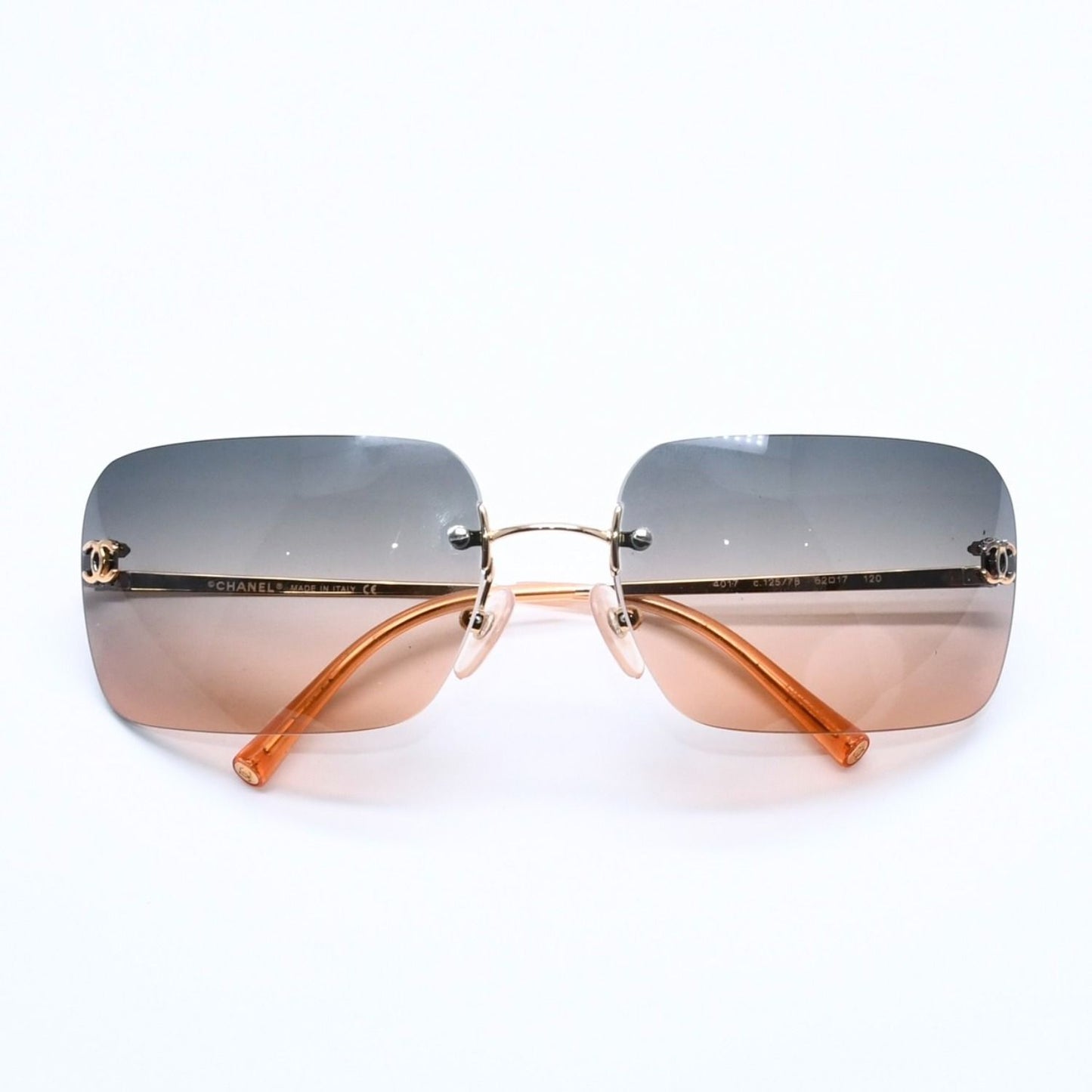 Chanel Rimless Sunglasses Gradation Orange Blue Gold Frame Eyewear — view 2