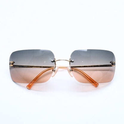 Chanel Rimless Sunglasses Gradation Orange Blue Gold Frame Eyewear — view 2