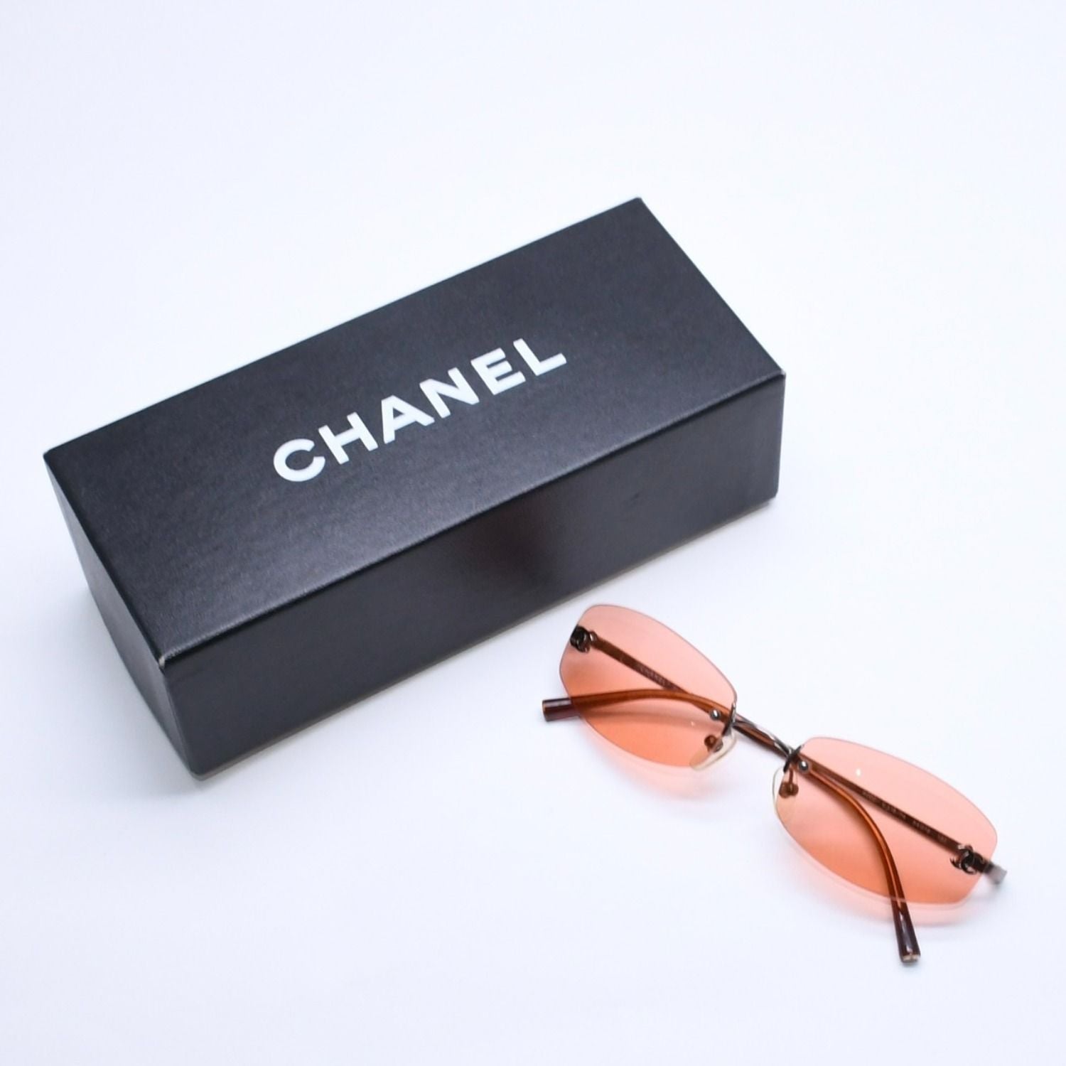 Chanel Sunglasses Eyewear Orange Lens CC Logo Silver