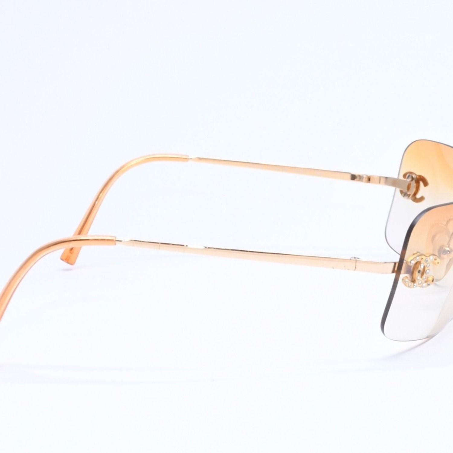 Chanel Rimless Sunglasses Eyewear CC Logo Rhinestone — view 4