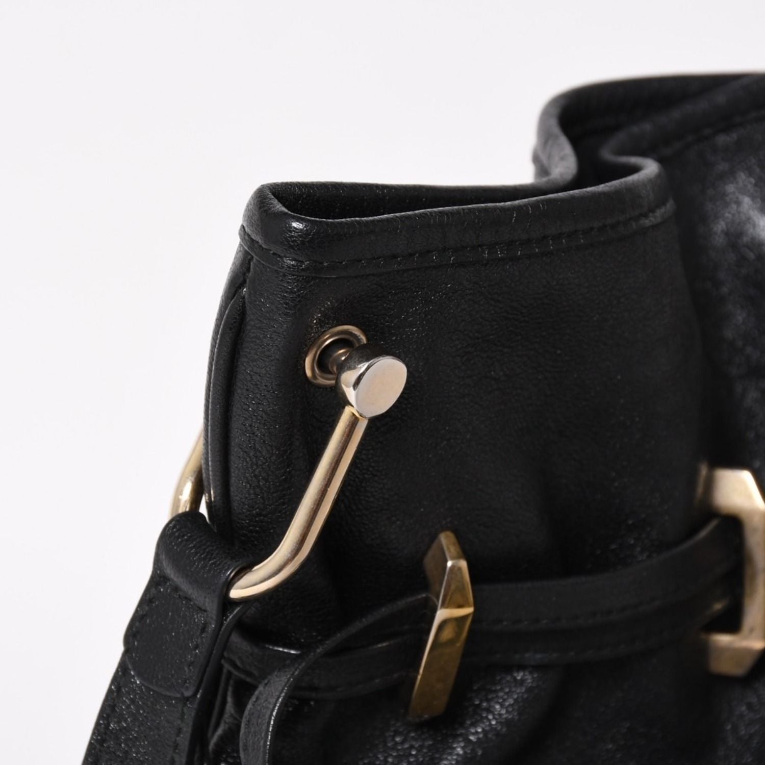 Gucci Horsebit Shoulder Bag Black Gold Leather — view 4