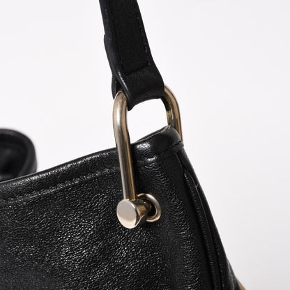 Gucci Horsebit Shoulder Bag Black Gold Leather — view 5