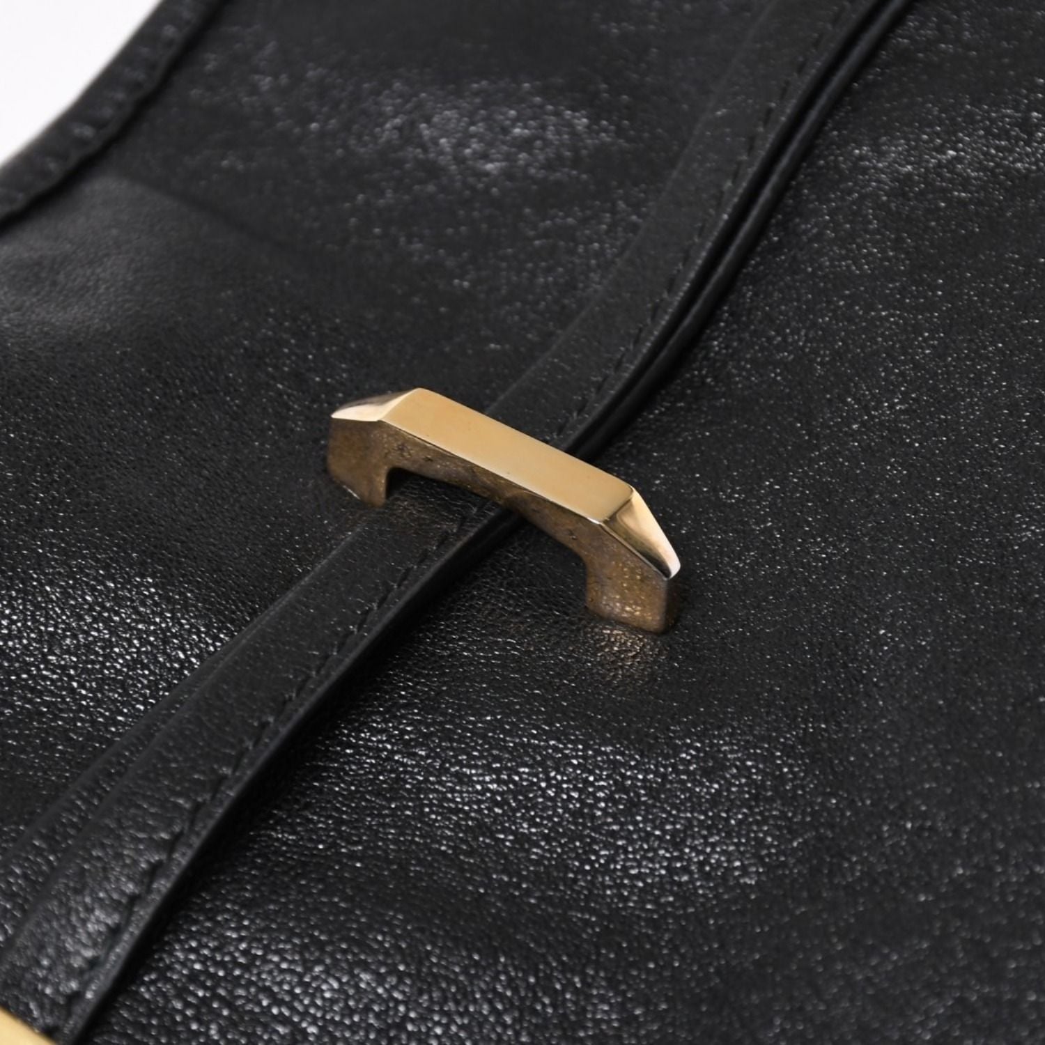 Gucci Horsebit Shoulder Bag Black Gold Leather — view 7