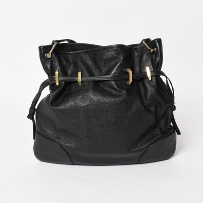 Gucci Horsebit Shoulder Bag Black Gold Leather — view 2