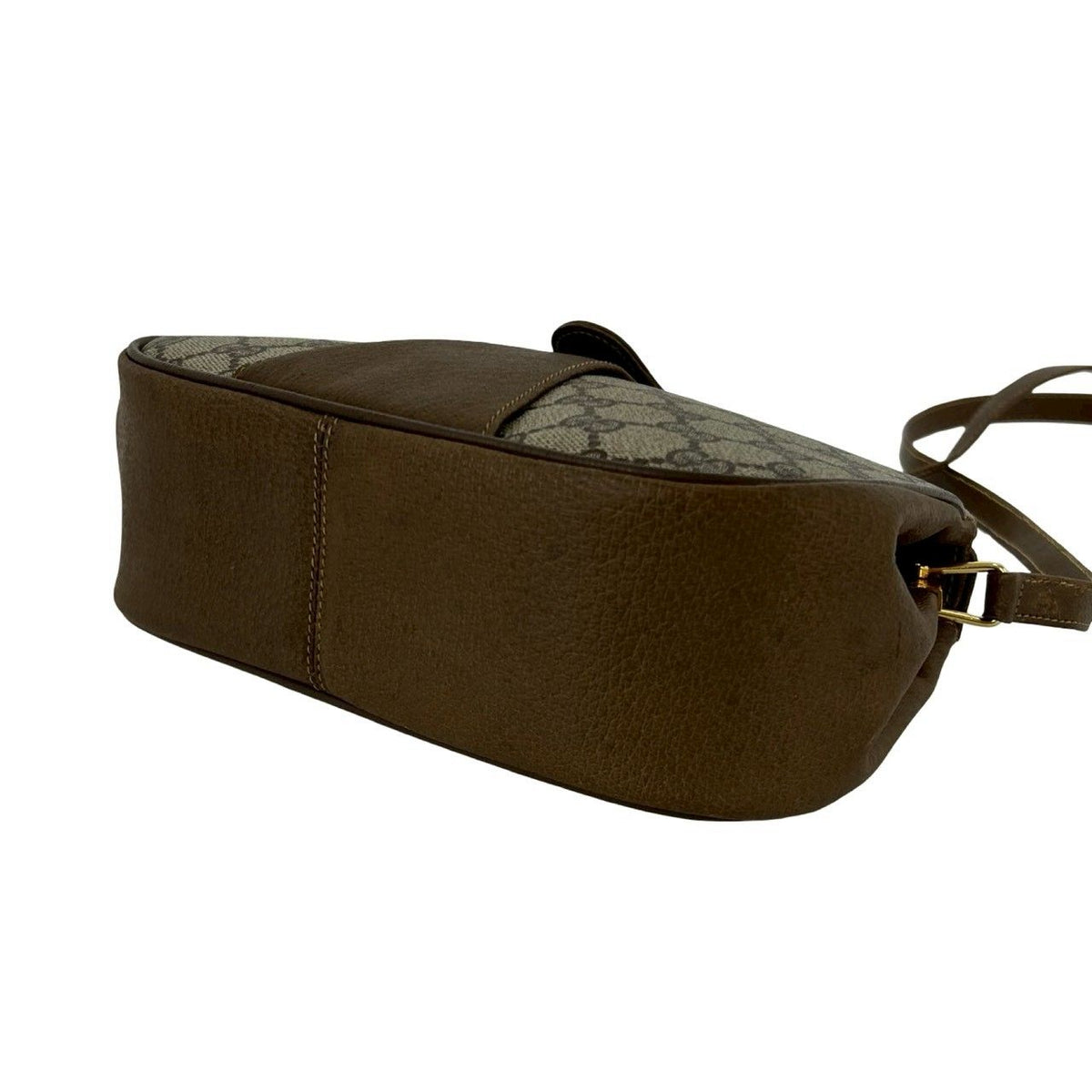 Gucci Vintage Sherry Line GG Logo Leather Shoulder Bag Brown — view 8