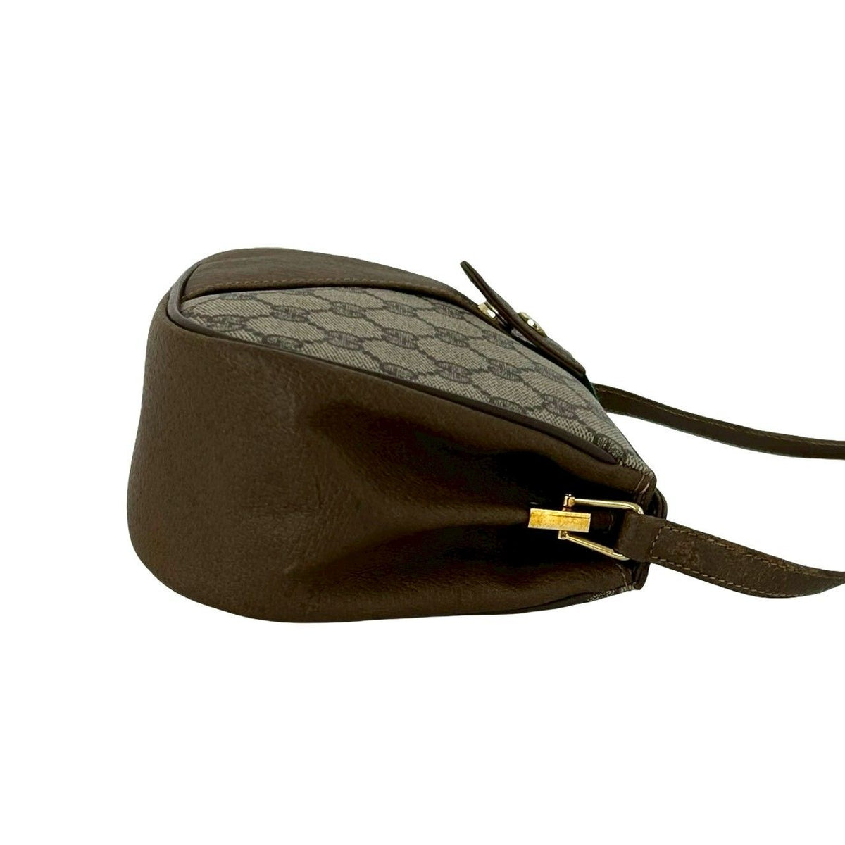 Gucci Vintage Sherry Line GG Logo Leather Shoulder Bag Brown — view 6