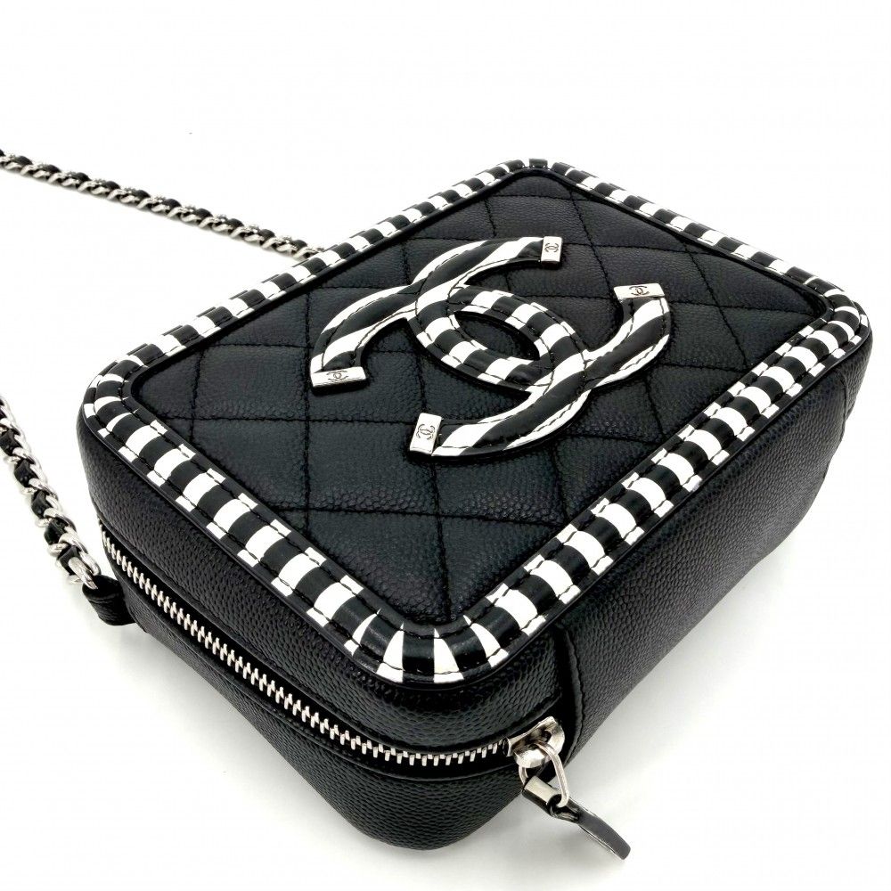 Chanel Shoulder Bag Quilted CC Filigree Mini Stripe Crossbody Chain Square — view 3