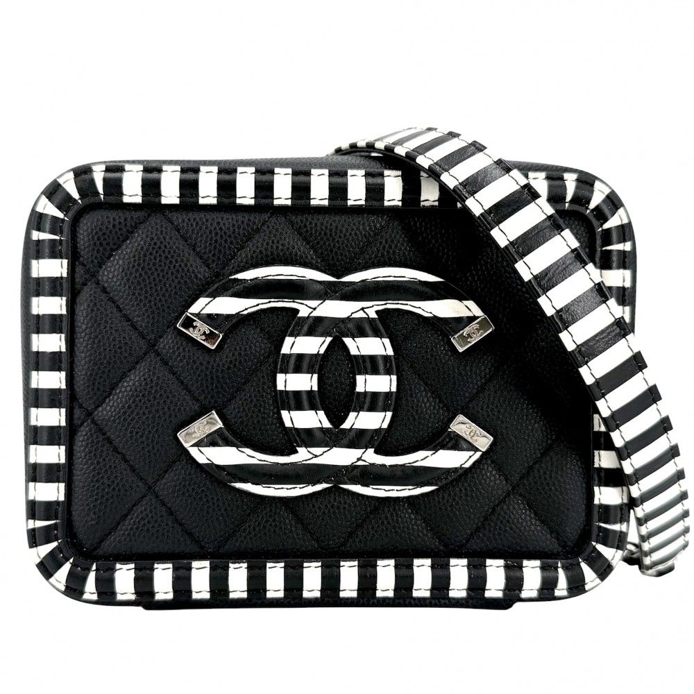 Chanel Shoulder Bag Quilted CC Filigree Mini Stripe Crossbody Chain Square
