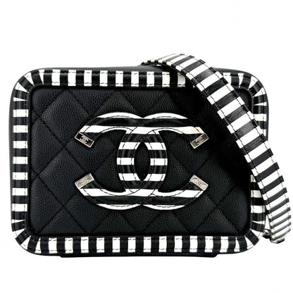 Chanel Shoulder Bag Quilted CC Filigree Mini Stripe Crossbody Chain Square