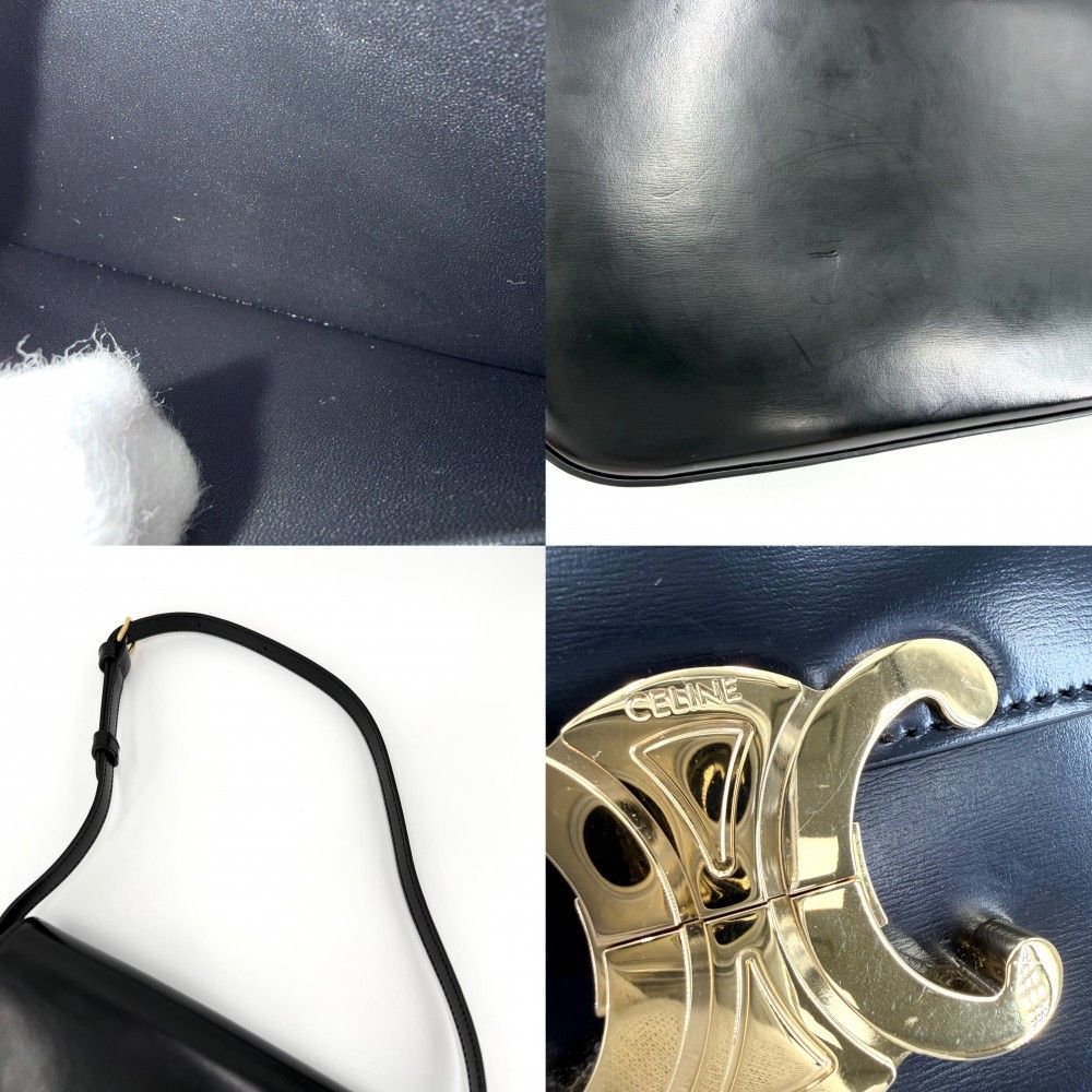 Celine Shoulder Bag Triomphe Claude Leather Black Gold — view 6