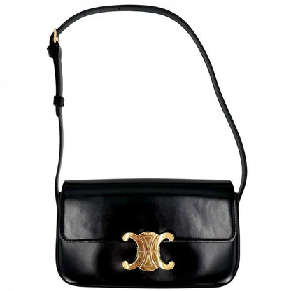 Celine Shoulder Bag Triomphe Claude Leather Black Gold
