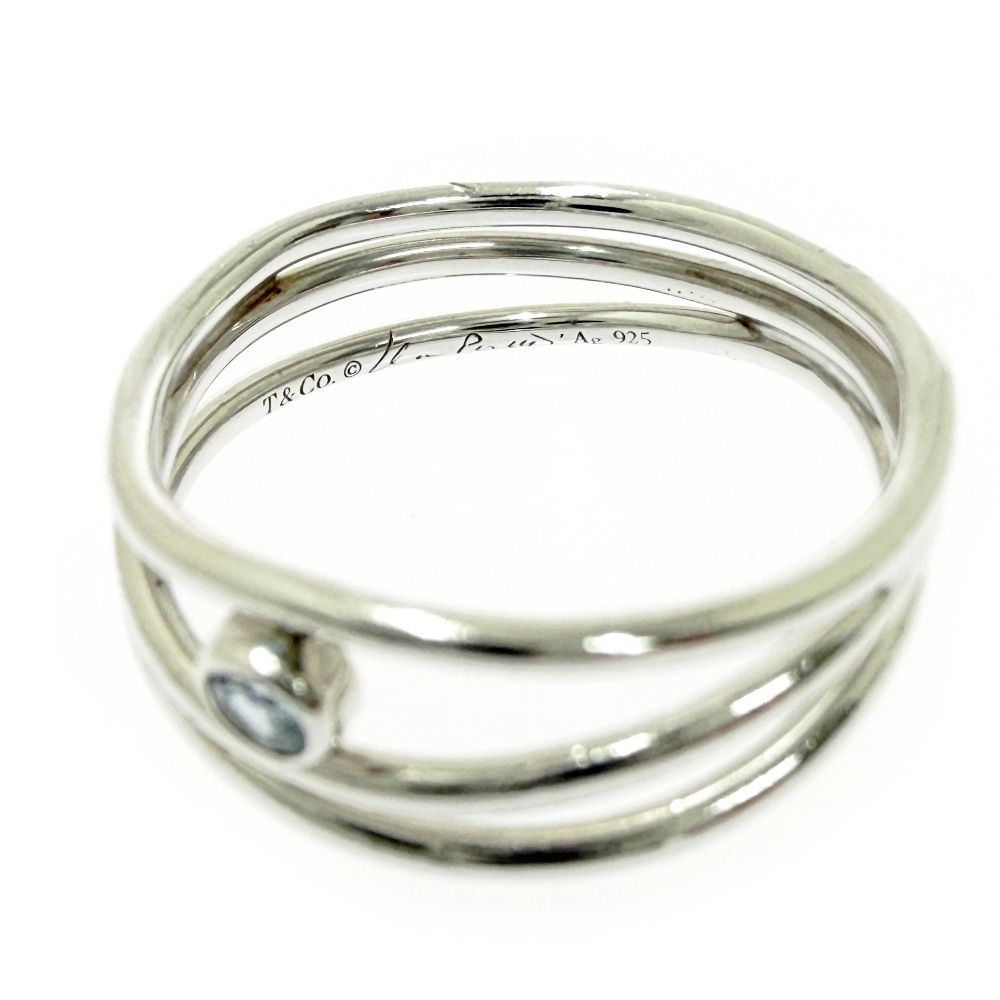 Tiffany & Co Silver Aquamarine Wave Row Ring — view 6