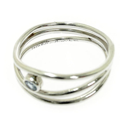 Tiffany & Co Silver Aquamarine Wave Row Ring — view 6