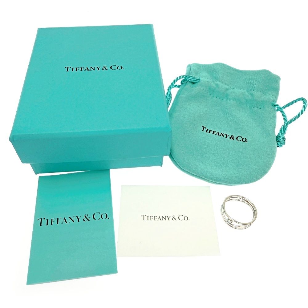 Tiffany & Co Silver Aquamarine Wave Row Ring — view 8