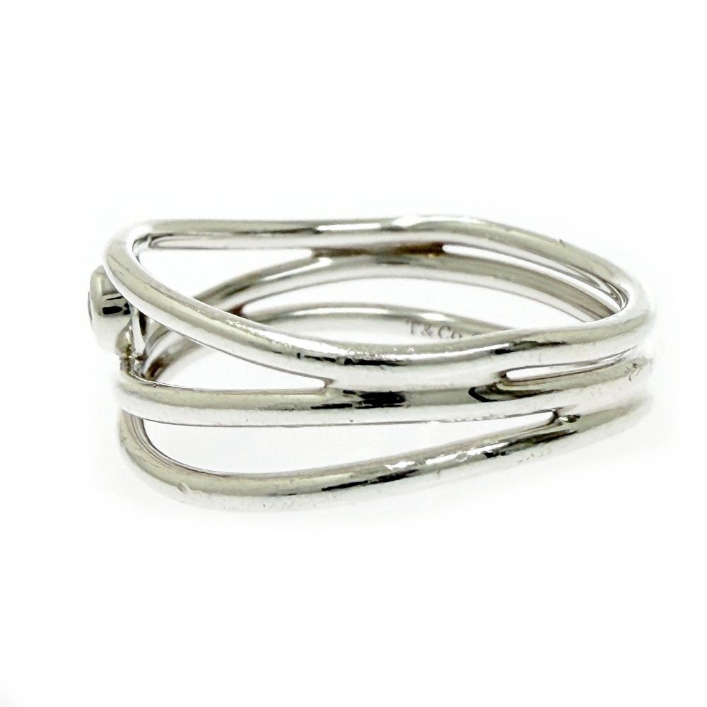Tiffany & Co Silver Aquamarine Wave Row Ring — view 2
