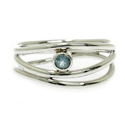 Tiffany & Co Silver Aquamarine Wave Row Ring