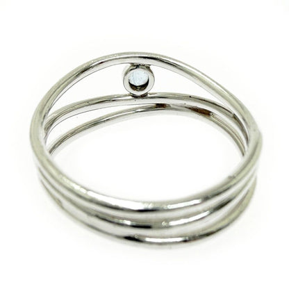 Tiffany & Co Silver Aquamarine Wave Row Ring — view 7