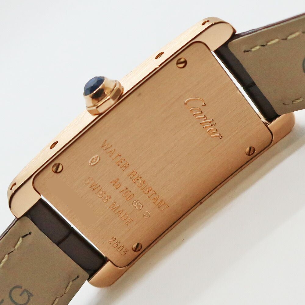 Cartier Ten & Tank American SM PG Leather Silver Quartz Watch — view 4