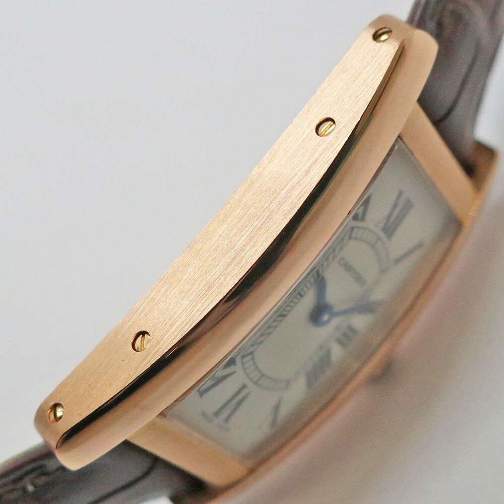 Cartier Ten & Tank American SM PG Leather Silver Quartz Watch — view 5