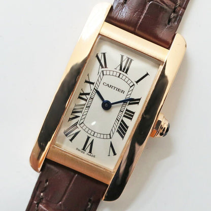Cartier Ten & Tank American SM PG Leather Silver Quartz Watch — view 2