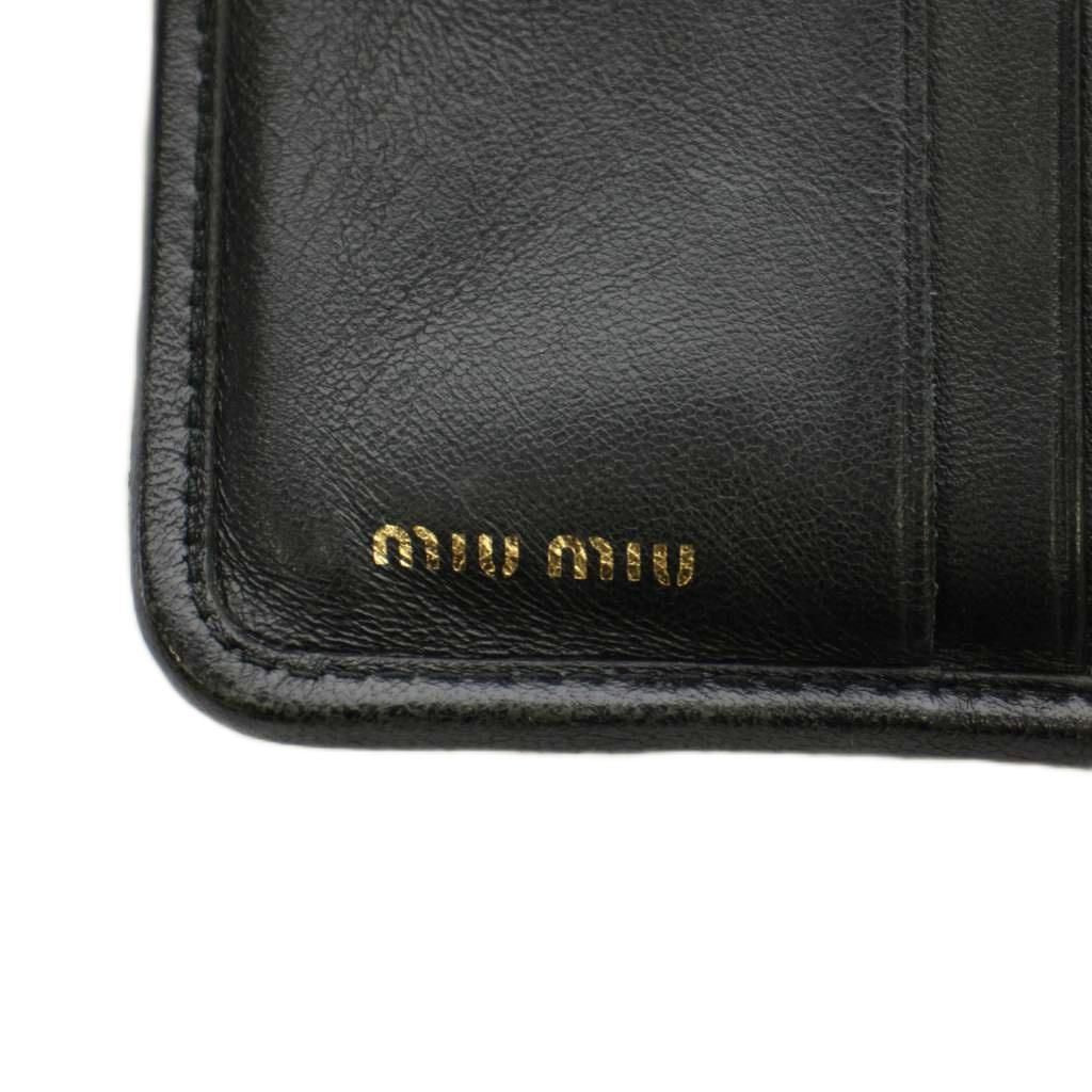 Miu Miu Matelasse Wallet Bifold Coin Purse Leather Black — view 3