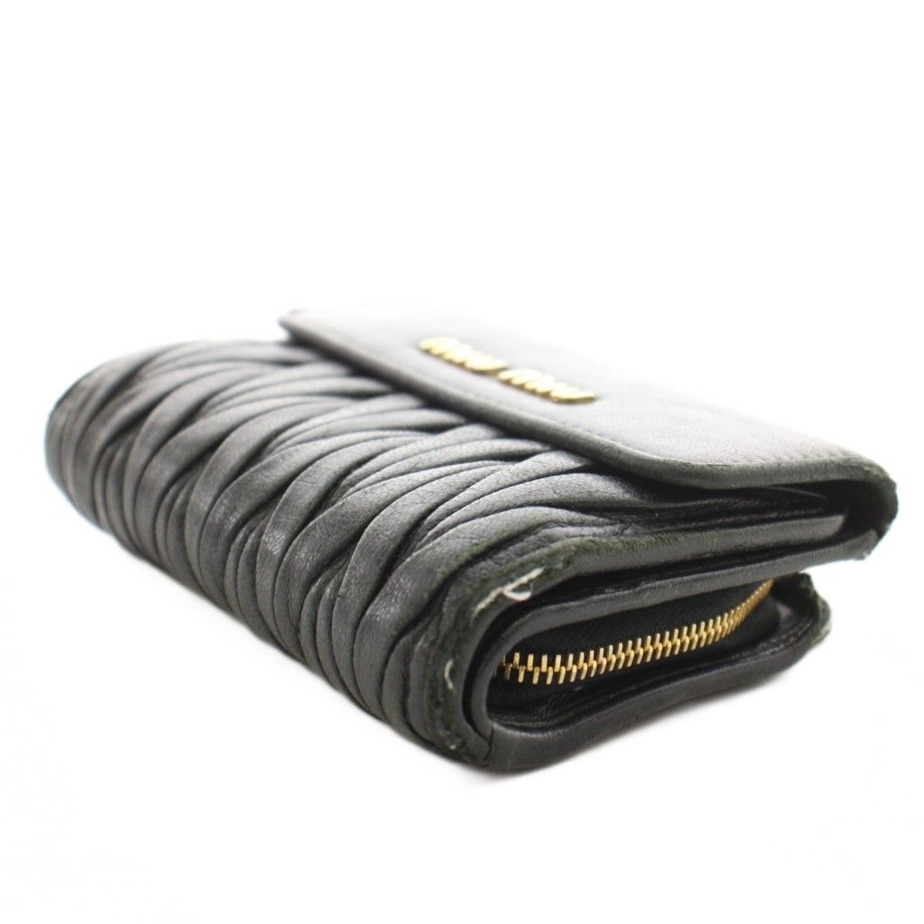Miu Miu Matelasse Wallet Bifold Coin Purse Leather Black — view 5