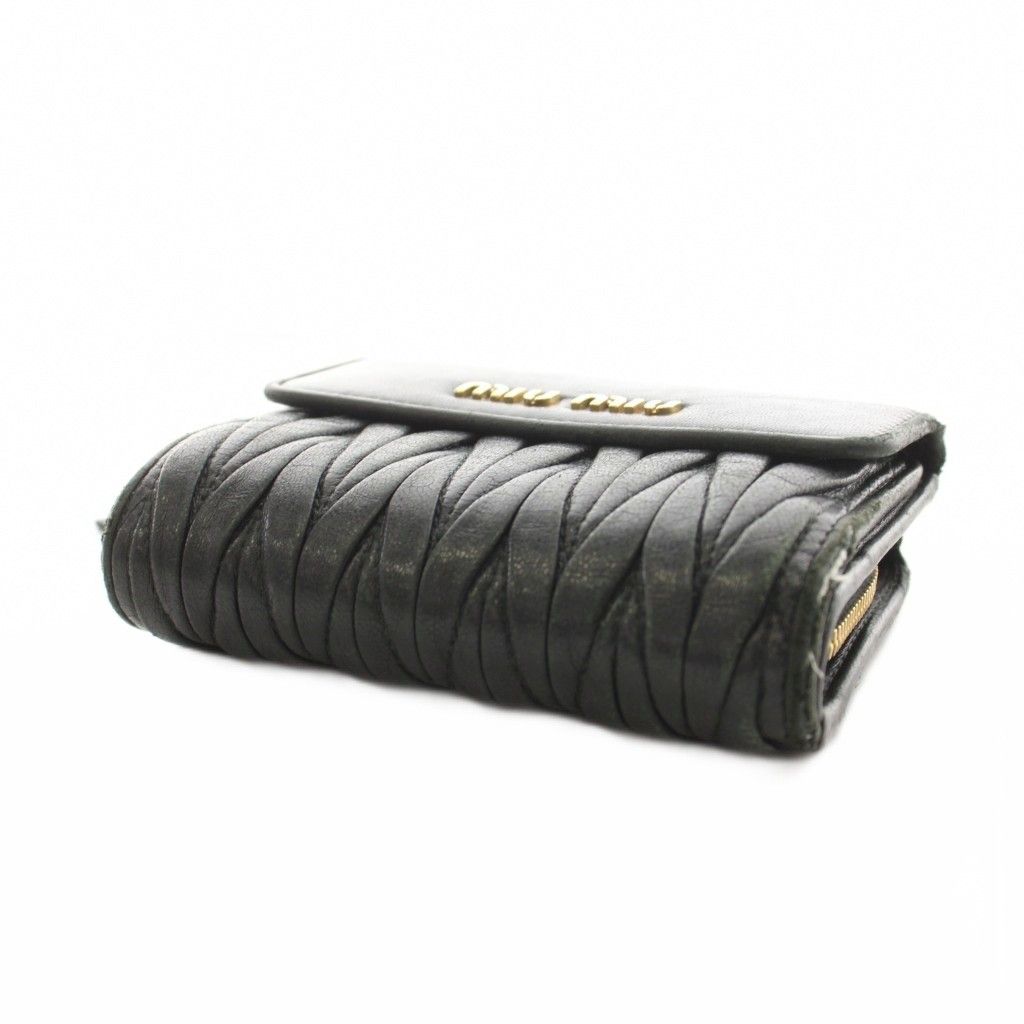 Miu Miu Matelasse Wallet Bifold Coin Purse Leather Black — view 4
