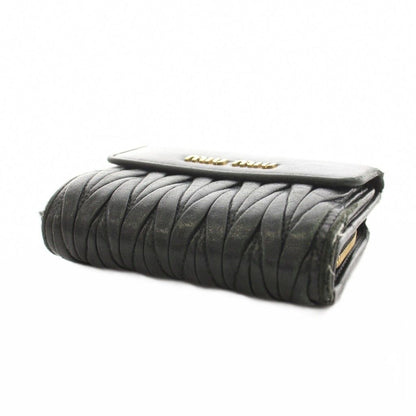 Miu Miu Matelasse Wallet Bifold Coin Purse Leather Black — view 4