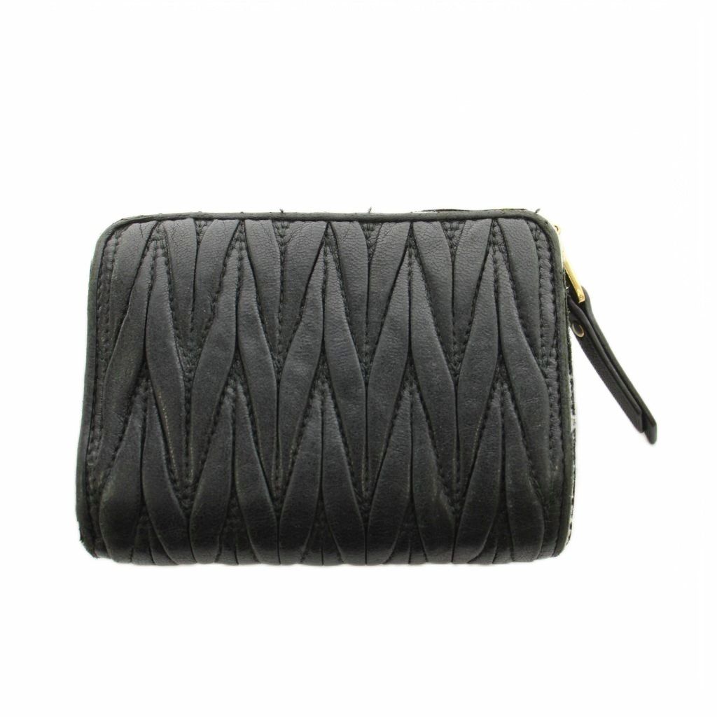 Miu Miu Matelasse Wallet Bifold Coin Purse Leather Black — view 2