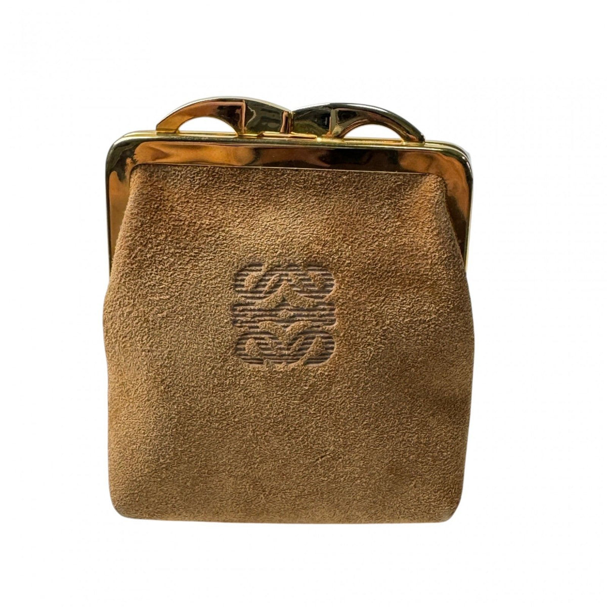 Loewe Anagram Suede Coin Case Kiss Lock Vintage