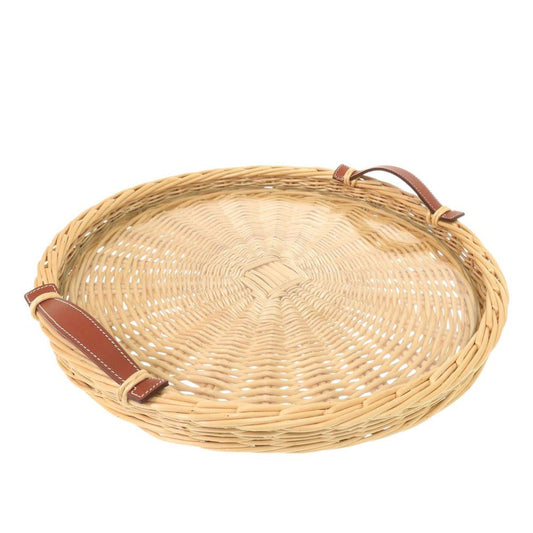 Hermes Ozere Round Treasure Small with Glass Rattan Veau Swift Brown