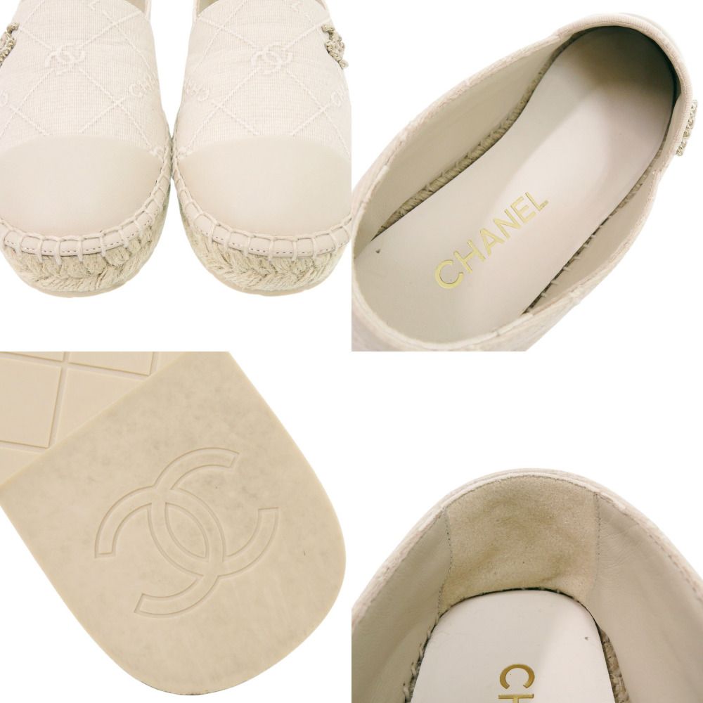 Chanel Espadrilles CC Logo Cotton Lambskin Hemp Beige Flat Shoes 36 — view 8